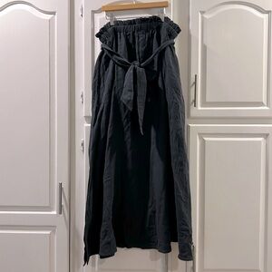 PACT cotton grey navy maxi skirt, size medium, stretch waist